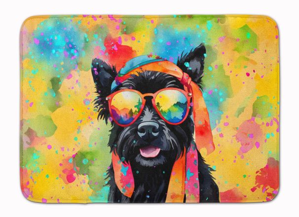 Scottish Terrier Hippie Dawg Memory Foam Kitchen Mat Machine Washable Anti-Fatigue Mat Cushion Comfort Bath Mat Or Kitchen Rug_maomaolike.com