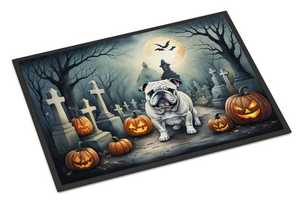 English Bulldog Spooky Halloween Doormat Front Door Mat Indoor Outdoor Rugs For Entryway, Non Slip Washable Low Pile, 24H X 36W_maomaolike.com