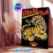Muay Thai Tiger Painting Poster, Vibrant Retro Style Fierce Growling Tiger With Muay Thai Slogans Poster, Bold Martial Arts Themed Decor Ideal For_maomaolike.com