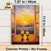 Candle & Sunset Cityscape Painting Poster, Rich Impasto Oil-style Poster, Warm Glowing Candles With Sunset City View Through Window, Creates Cozy_maomaolike.com