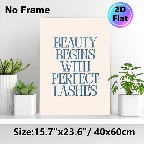 Lash Quote Painting Poster, Minimalist Blue Typography Poster, Elegant Beauty-themed Wording Ideal For Beauty Salon, Bedroom Wall Decor_maomaolike.com