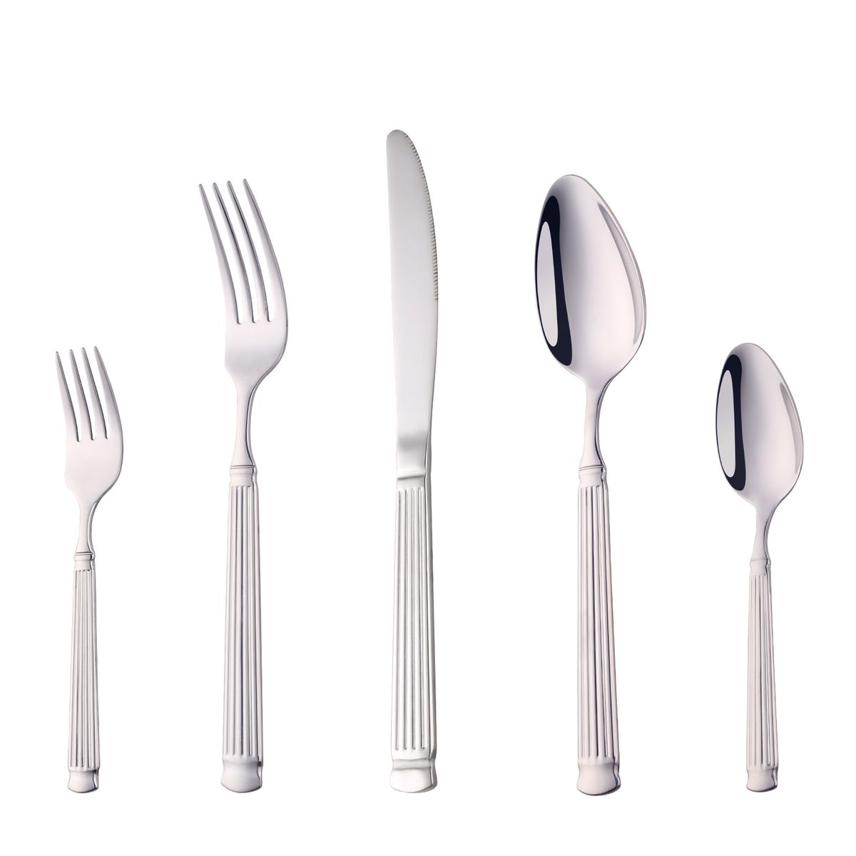 Roman Column Stainless Steel Cutlery Set, Straight Pattern Five-Piece Set For Home Hotel Western Food Steak Knife, Fork,_maomaolike.com
