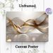Abstract Fluid Curve Painting Poster, Luxury Glossy Wavy Shape With Golden Accents Poster, Elegant Modern Decor Suitable For Living Room, Office_maomaolike.com