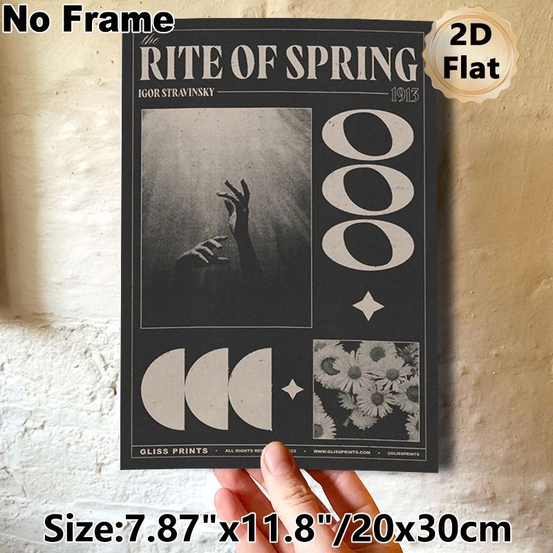 The Rite Of Spring Themed Painting Poster, Vintage Monochrome Collage Style Poster, Artistic Retro Artwork Ideal For Living Room, Studio And Music_maomaolike.com
