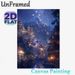 Starry Mountain Village Painting Poster, Enchanting Magical Fantasy Night Scene Poster, Soft Glowing Lights Create Cozy Atmosphere, Ideal For Bedroom_maomaolike.com