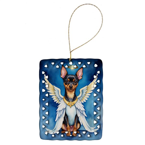 Miniature Pinscher My Angel Porcelain Ornament Christmas Tree Hanging Decorations For Home Christmas Holiday, Rectangle, Gift, Multicolor_maomaolike.com