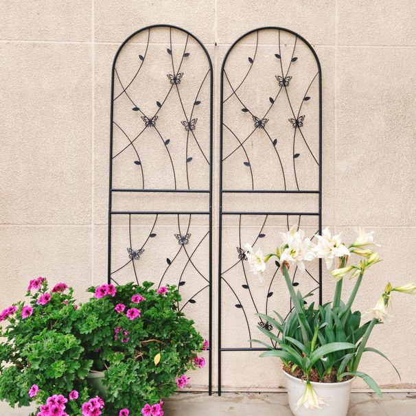 2 Pack Metal Garden Trellis 71" X 19.7" Rustproof Trellis For Climbing Plants Outdoor Flower Support Butterfly Deco Black_maomaolike.com