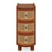 Wood End Table, 3-Drawer Side Table NightStand With 3 Rattan Drawers_maomaolike.com