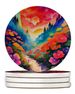 Colorful Geraniums Large Sandstone Coasters Pack Of 4 Absorbent Round Coasters Decor Gifts For Men Or Women, 4 In, Multicolor_maomaolike.com