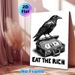 Crow & Cash Suitcase Painting Poster, Monochrome Engraving-style Poster, Unique Satirical Design With "Eat The Rich" Text, Ideal For Home Office And_maomaolike.com