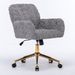 AA Furniture Office Chair,Artificial Rabbit Hair Home Office Chair With Golden Metal Base,Adjustable Desk Chair Swivel Office Chair,Vanity Chair Gray_maomaolike.com