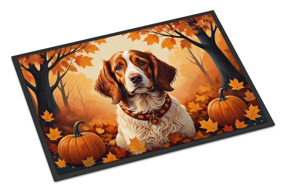 Brittany Spaniel Fall Doormat Front Door Mat Indoor Outdoor Rugs For Entryway, Non Slip Washable Low Pile, 24H X 36W_maomaolike.com