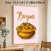 Biryani Food Painting Poster, Vibrant Cartoon Style Delicious Chicken Biryani In Golden Bowl Poster, Eye-catching Culinary Art Ideal For Restaurant_maomaolike.com