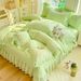 Floral Cloud Cotton Lace Edge Cover Four-Piece Set Machine Washable All-Season Thickened Bed Sheet Bedding Wholesale_maomaolike.com