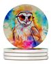 Hippie Animal Barn Owl Large Sandstone Coasters Pack Of 4 Absorbent Round Coasters Decor Gifts For Men Or Women, 4 In, Multicolor_maomaolike.com