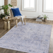 MAVAL Blue Washable Rug 4x6 Area Rug Blue Cream, 4' X 6'_maomaolike.com