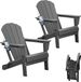 Adirondack Chairs Set Of 2, Plastic Adirondack Chair, Adirondack Chairs, HDPE Adirondack Chair, Folding Adirondack Chairs, Outdoor Chairs With Cup Holder For Lawn Patio Deck Fire Pit -Gray_maomaolike.com