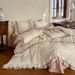 2026 Spring New All-Cotton Double-Layer Gauze Ruched Lace Style Four-Piece Set Bed Sheet Duvet Cover Pillowcase_maomaolike.com