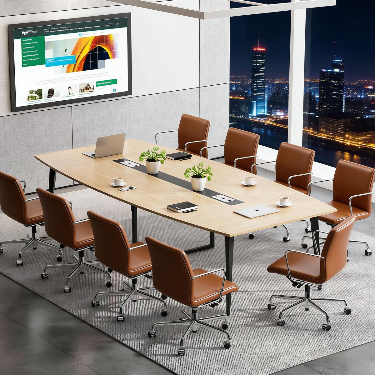 Conference Table, Modern Boat Shaped Meeting Table_maomaolike.com