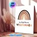 Bohemian Rainbow Welcome Painting Poster, Earthy-toned Minimalist Poster, Warm-hued Rainbow With Welcoming German Text, Inviting Decor Ideal For_maomaolike.com
