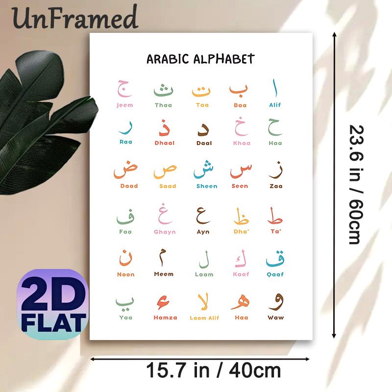 Arabic Alphabet Painting Poster, Soft-colored Clear Arabic Letter Chart Poster, Practical For Arabic Language Learning, Ideal For Study Spaces And_maomaolike.com