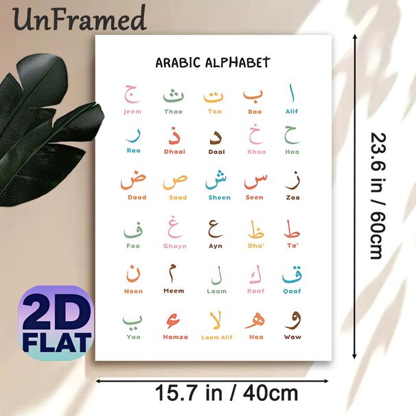Arabic Alphabet Painting Poster, Soft-colored Clear Arabic Letter Chart Poster, Practical For Arabic Language Learning, Ideal For Study Spaces And_maomaolike.com