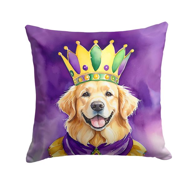 Golden Retriever King Of Mardi Gras Throw Pillow Machine Washable, Indoor Outdoor Decorative Pillow For Couch, Bed Or Patio, 18Hx18W_maomaolike.com