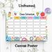 Class Schedule Painting Poster, Cute Cartoon Style Poster With Kawaii Stationery & Floral Accents, Functional Planner To Arrange Weekly Classes_maomaolike.com
