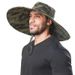 Hot Sale 100% Cotton Camouflage Bucket 16CM Large Wide Brim Sun Hat Camping Hiking Mesh Breathable Anti UV Fishing Hats for Men_maomaolike.com