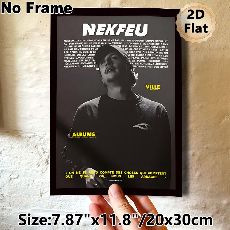 Nekfeu Themed Painting Poster, Monochrome Vintage Rap Artist Portrait Poster, Presents Iconic French Rap Artist's Profile, Suitable For Music Studio_maomaolike.com
