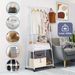 Stainless Steel Rolling Garment Rack With 2-Tier Shelves And 2 Hooks, Portable Metal And Plastic Clothes Organizer, Multipurpose Home Office Clothing Rack With Wheels_maomaolike.com