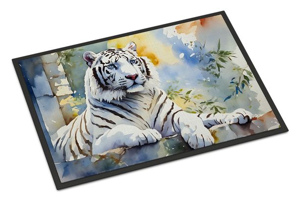White Tiger Doormat Front Door Mat Indoor Outdoor Rugs For Entryway, Non Slip Washable Low Pile, 24H X 36W_maomaolike.com