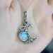 Artificial Moonstone Antique Pendant Gems Cabochon Vintage Boho Moon Necklace For Lady Girls Women Gift_maomaolike.com