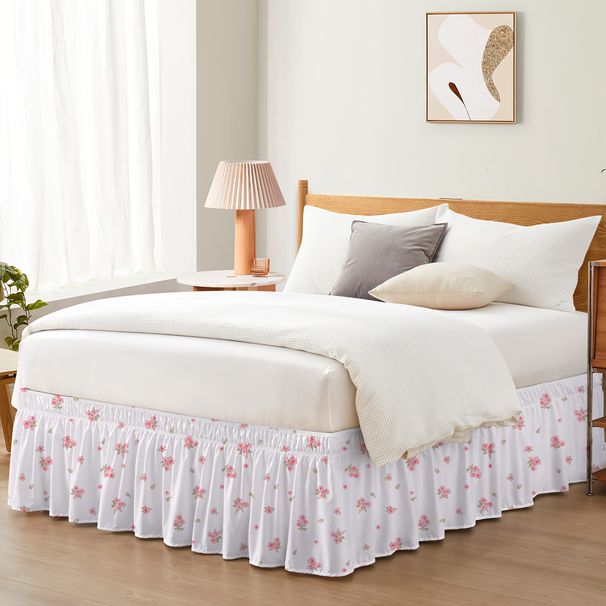 Elastic Fitted Skirt With Anti-Slip Design - Deep Pocket Bed Ruffle For Mattress Protection (Queen/King Size_maomaolike.com
