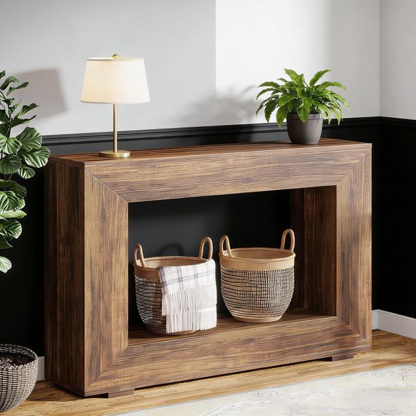 Farmhouse Console Table, Rustic Wood Entryway Sofa Table With Storage_maomaolike.com