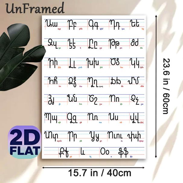 Armenian Alphabet Painting Poster, Clear-structured Lined Alphabet Chart Poster, Practical Language Learning Aid Suitable For Study Room, Language_maomaolike.com