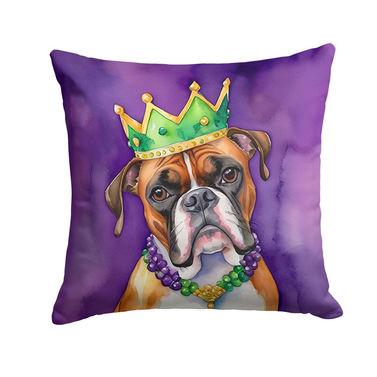 Boxer King Of Mardi Gras Throw Pillow Machine Washable, Indoor Outdoor Decorative Pillow For Couch, Bed Or Patio, 14Hx14W_maomaolike.com