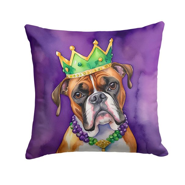 Boxer King Of Mardi Gras Throw Pillow Machine Washable, Indoor Outdoor Decorative Pillow For Couch, Bed Or Patio, 14Hx14W_maomaolike.com