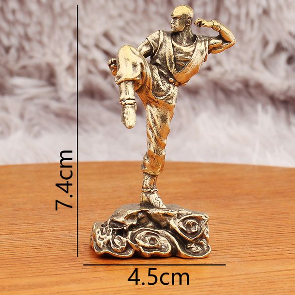 Brass Figurine Vintage Shaolin Kung Fu Monk Model Handheld Toy Gift Desktop Copper Craft Wholesale_maomaolike.com