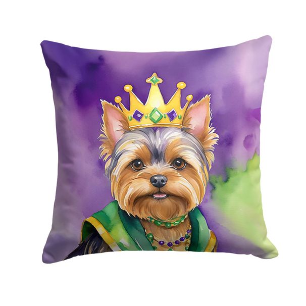 Yorkshire Terrier King Of Mardi Gras Throw Pillow Machine Washable, Indoor Outdoor Decorative Pillow For Couch, Bed Or Patio, 14Hx14W_maomaolike.com