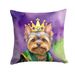 Yorkshire Terrier King Of Mardi Gras Throw Pillow Machine Washable, Indoor Outdoor Decorative Pillow For Couch, Bed Or Patio, 14Hx14W_maomaolike.com