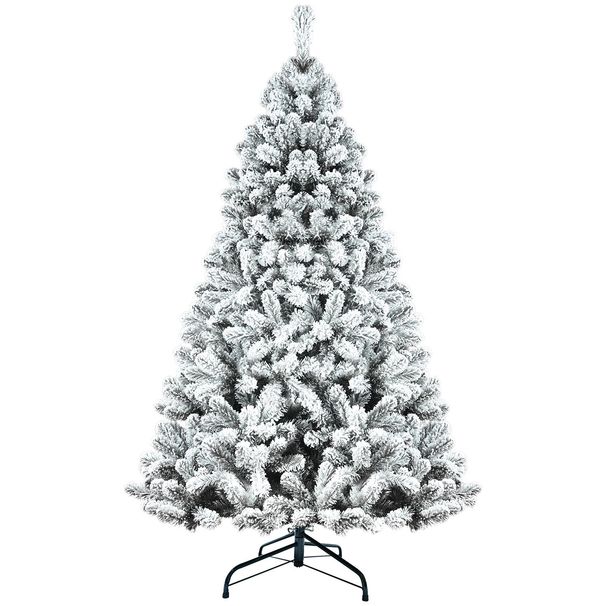 7.5ft PVC Flocking Hinged Tree Environmentally Friendly Fireproof Artificial Christmas Flocked Tree_maomaolike.com