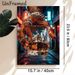 Whiskey Hand In Night City Painting Poster, Vibrant Cyberpunk-style Poster, Glowing Urban Alley Scene With Adorned Hand Holding Whiskey Glass_maomaolike.com