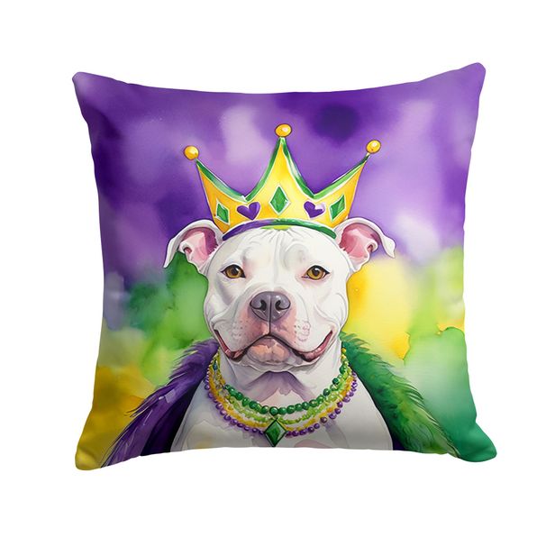 Pit Bull Terrier King Of Mardi Gras Throw Pillow Machine Washable, Indoor Outdoor Decorative Pillow For Couch, Bed Or Patio, 14Hx14W_maomaolike.com