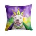 Pit Bull Terrier King Of Mardi Gras Throw Pillow Machine Washable, Indoor Outdoor Decorative Pillow For Couch, Bed Or Patio, 14Hx14W_maomaolike.com