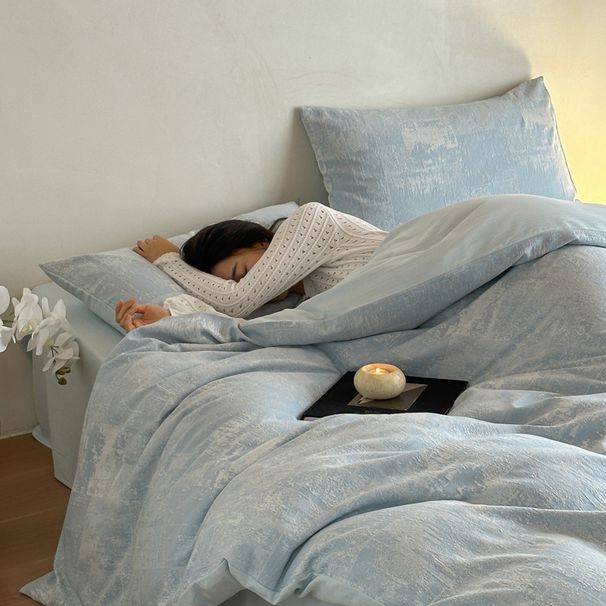 Wholesale INS American Yarn-Dyed Jacquard Pure Four-Piece Wabi-Sabi Nordic Style Homestay Full Washed Cotton 4-Piece Set_maomaolike.com