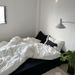 Cat Is Here INS Style Simple Washed Bedding Set Of Four Black And White Pure Cotton Sheet Duvet Cover Bed Skirt_maomaolike.com