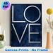 Love Themed Painting Poster, Dark Blue Textured With Crackled Metallic Silver Typography Poster, Sleek Minimalist Design, Ideal For Bedroom, Living_maomaolike.com