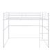 Metal Loft Bed Full Size, Loft Bed Frame With Safety Guard Rails & Flat Ladder, Twin Loft Bed For Kids Teens Adults, White_maomaolike.com