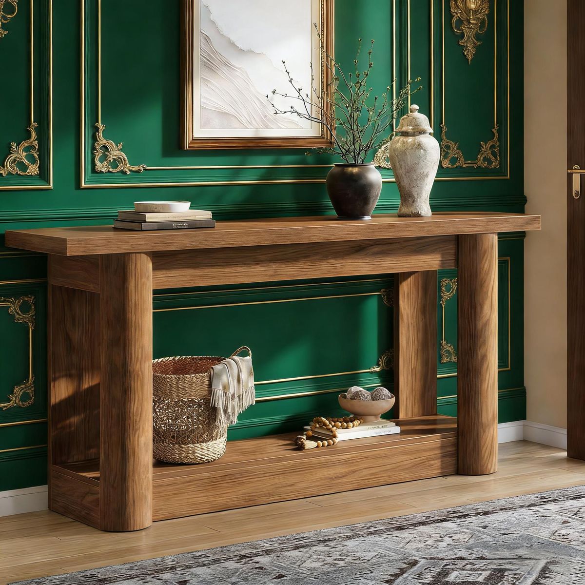 Console Table, 2-Tier Farmhouse Entryway Sofa Table_maomaolike.com